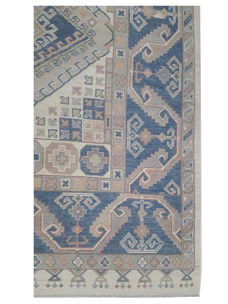 Pacific Ushak 43350 Ivory Blue Transitional Hand Knotted Rug