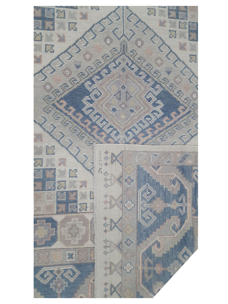 Pacific Ushak 43350 Ivory Blue Transitional Hand Knotted Rug