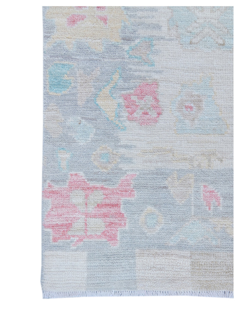 Pacific Ushak Wool Weft 43356 Ivory Grey Transitional Hand Knotted Rug