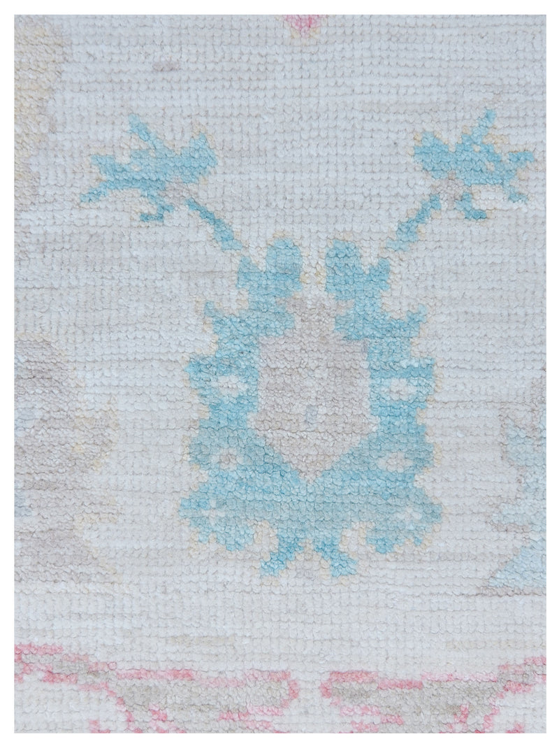 Pacific Ushak Wool Weft 43356 Ivory Grey Transitional Hand Knotted Rug