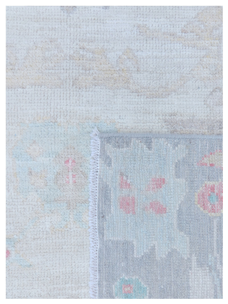 Pacific Ushak Wool Weft 43356 Ivory Grey Transitional Hand Knotted Rug
