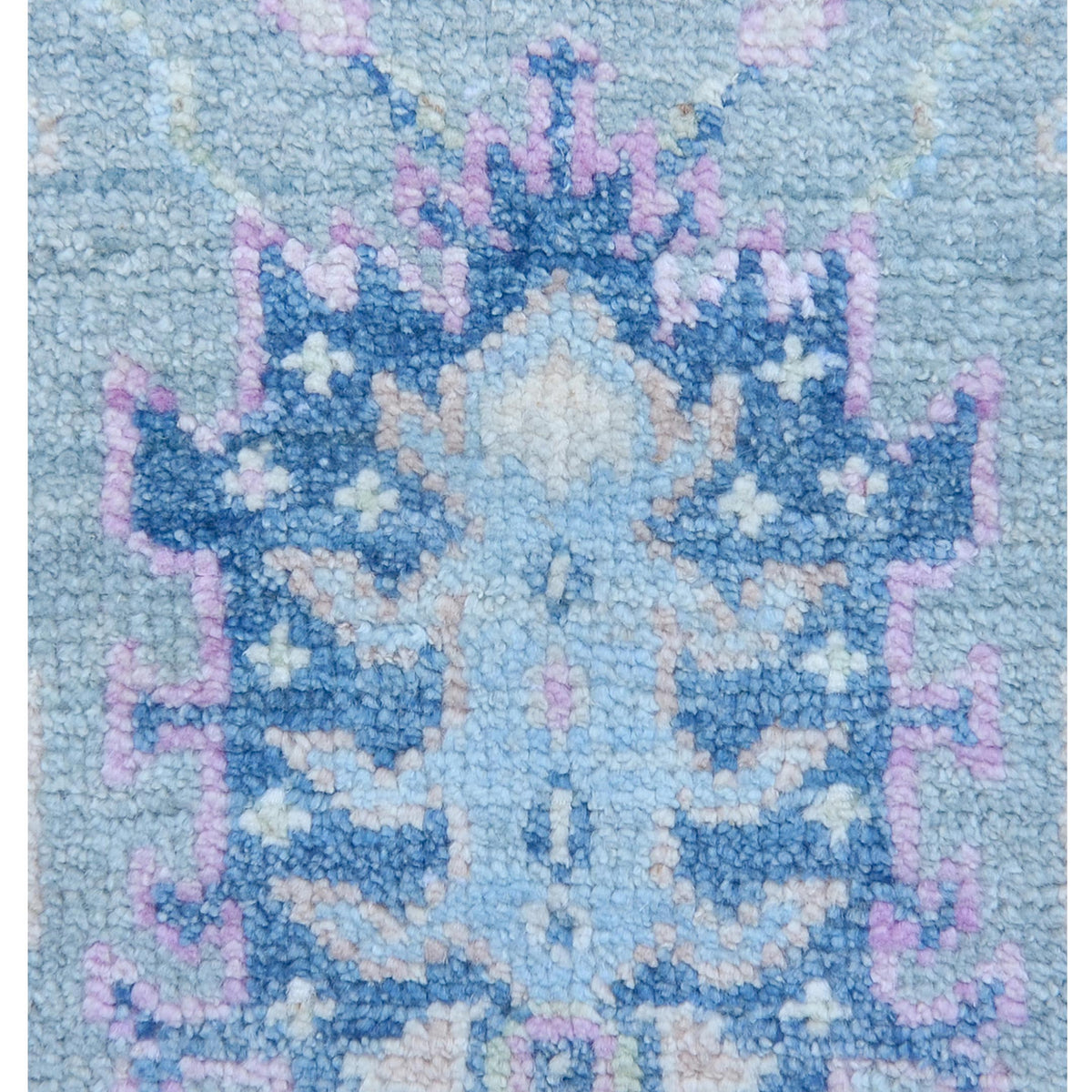 Pacific Ushak Wool Weft 43357 Teal Blue Transitional Hand Knotted Rug