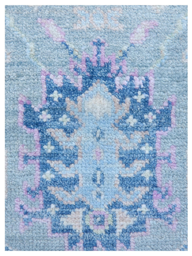 Pacific Ushak Wool Weft 43357 Teal Blue Transitional Hand Knotted Rug