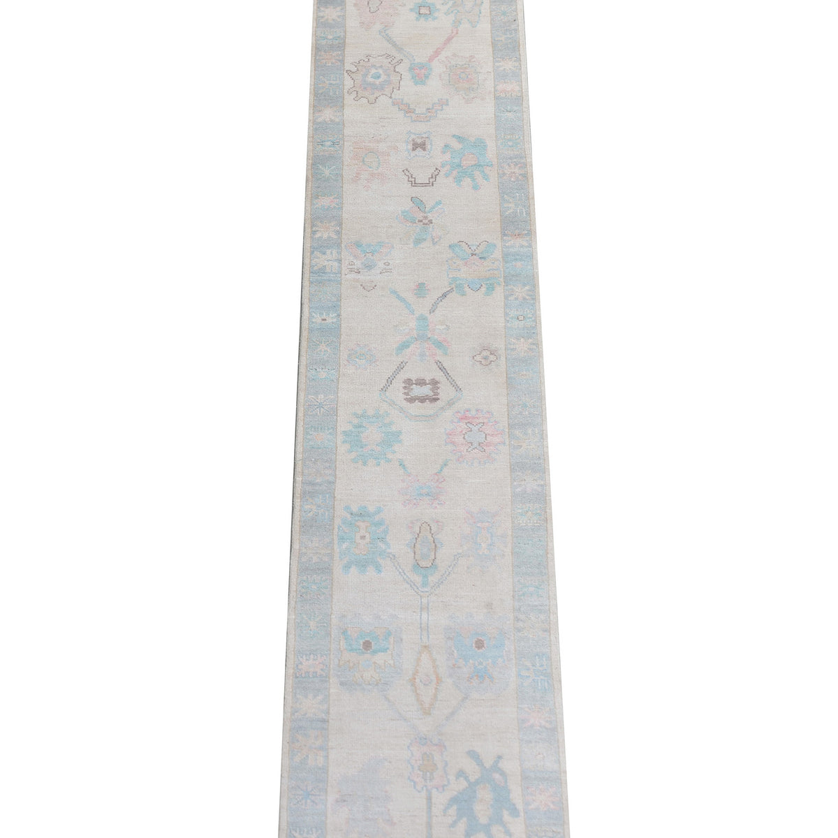 Pacific Ushak Wool Weft 43358 Ivory Lt.Grey Transitional Hand Knotted Rug