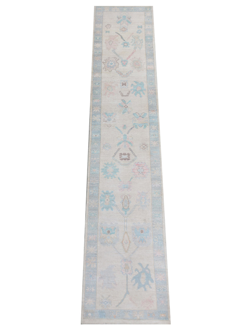 Pacific Ushak Wool Weft 43358 Ivory Lt.Grey Transitional Hand Knotted Rug