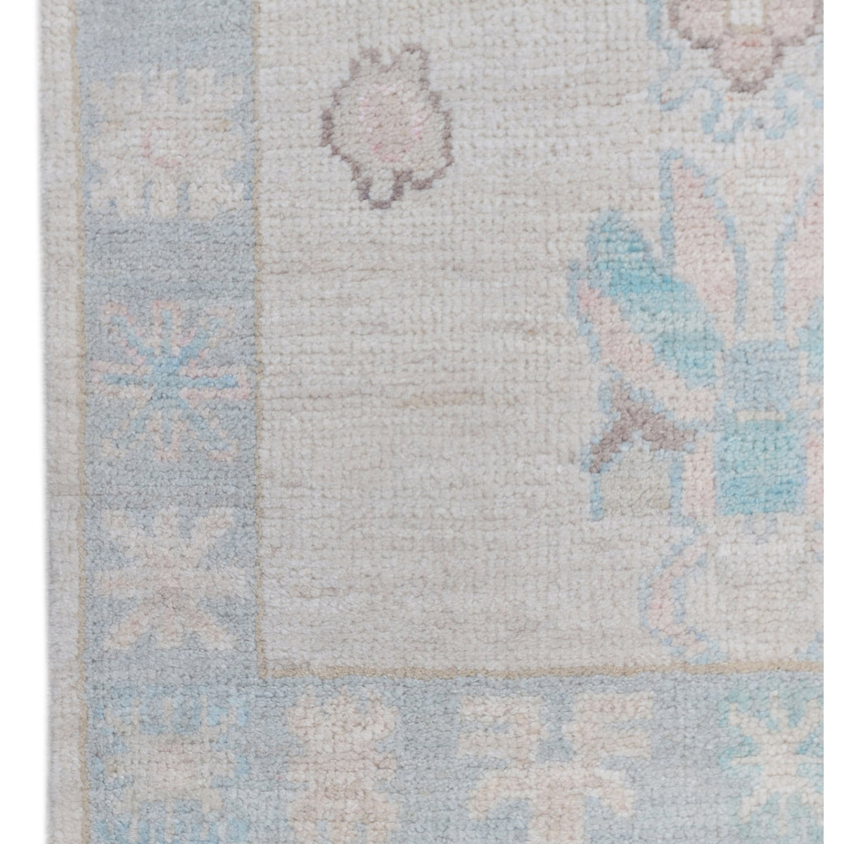 Pacific Ushak Wool Weft 43358 Ivory Lt.Grey Transitional Hand Knotted Rug