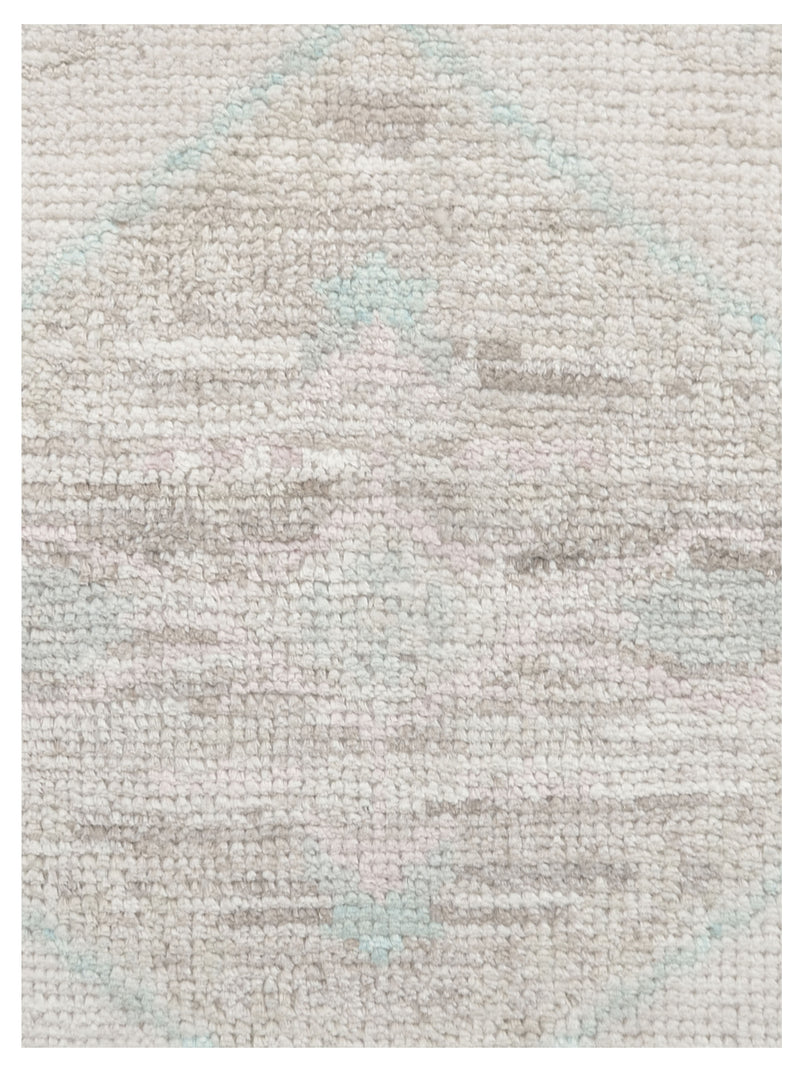 Pacific Ushak Wool Weft 43361 Beige Sky Blue Transitional Hand Knotted Rug