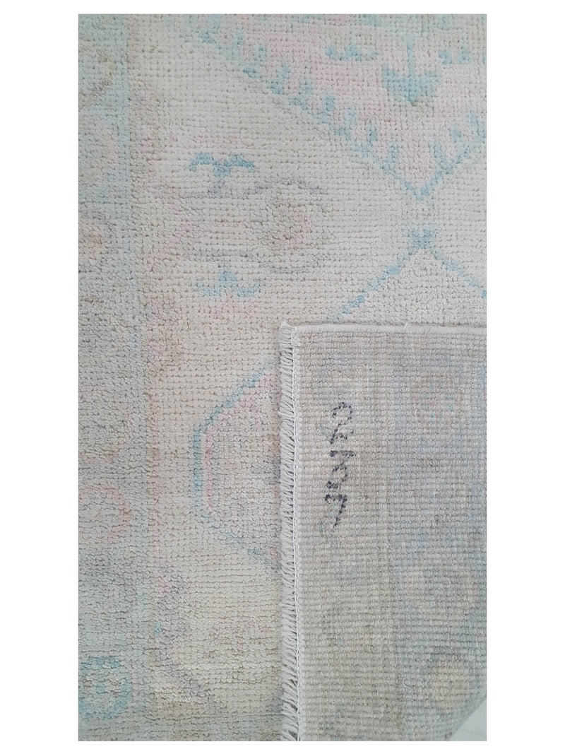 Pacific Ushak Wool Weft 43362 Ivory Sky Blue Transitional Hand Knotted Rug