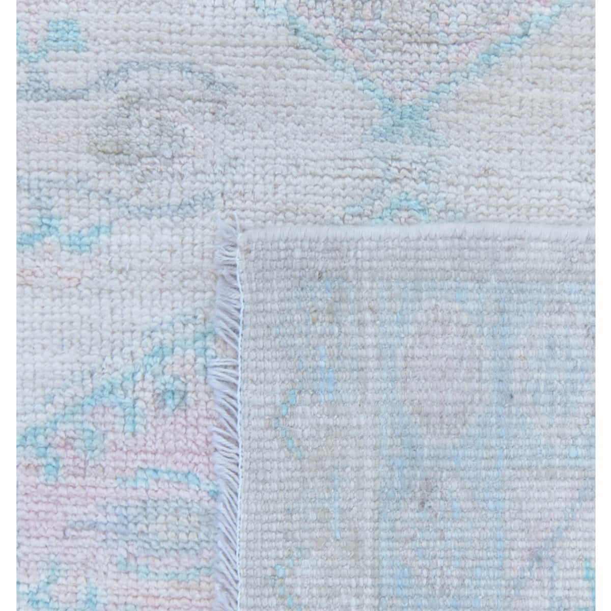 Pacific Ushak Wool Weft 43362 Ivory Sky Blue Transitional Hand Knotted Rug