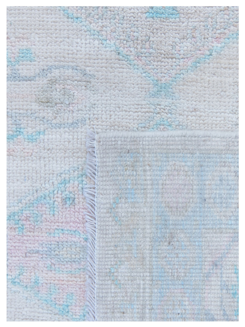 Pacific Ushak Wool Weft 43362 Ivory Sky Blue Transitional Hand Knotted Rug