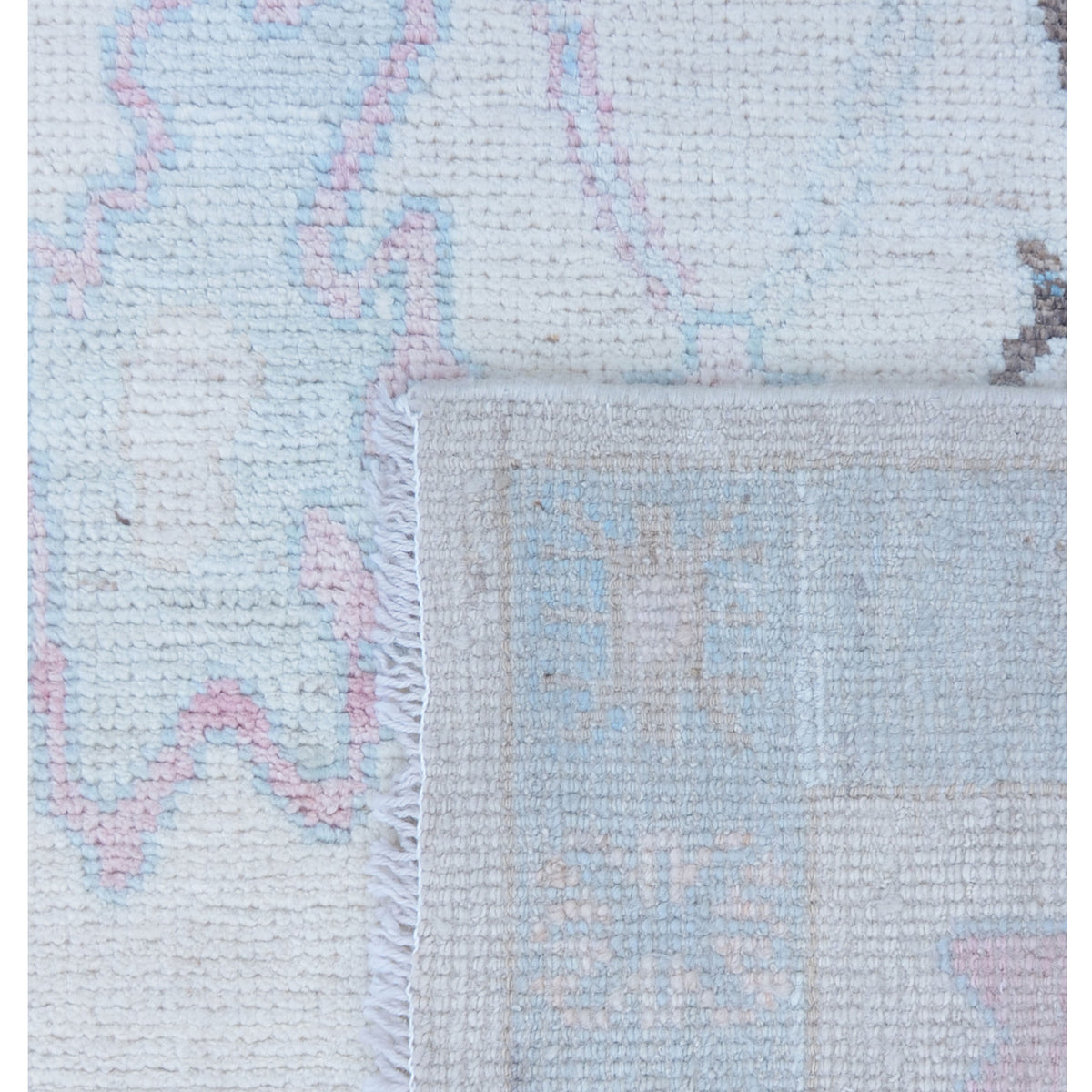 Pacific Ushak Wool Weft 43364 Ivory Blue Transitional Hand Knotted Rug