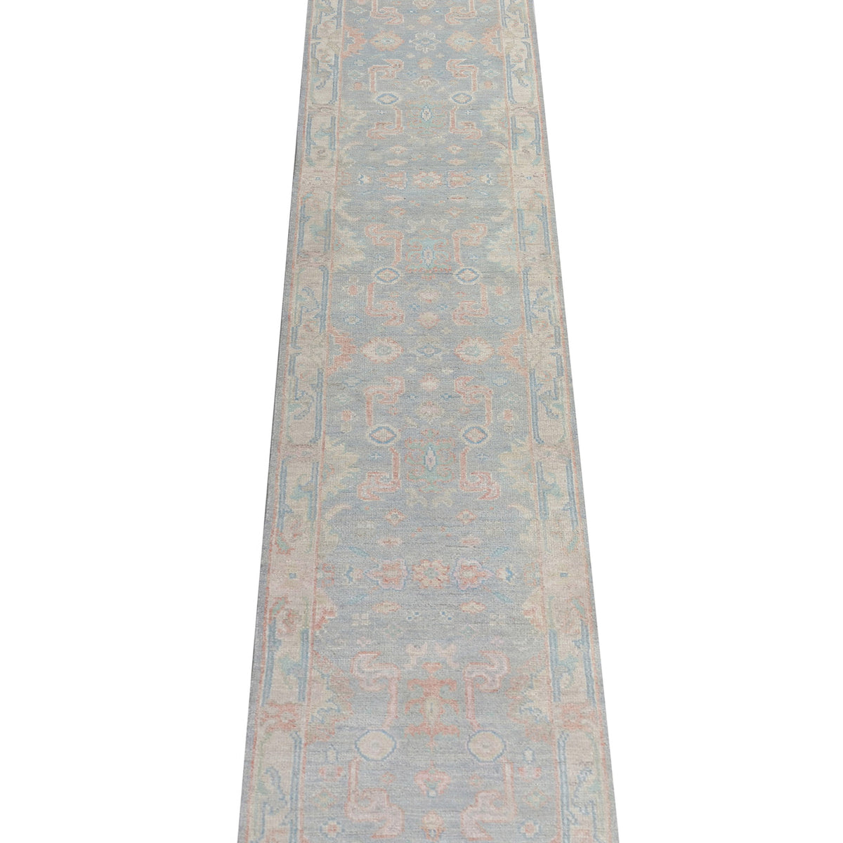 Pacific Ushak Wool Weft 43367 Grey Ivory Transitional Hand Knotted Rug