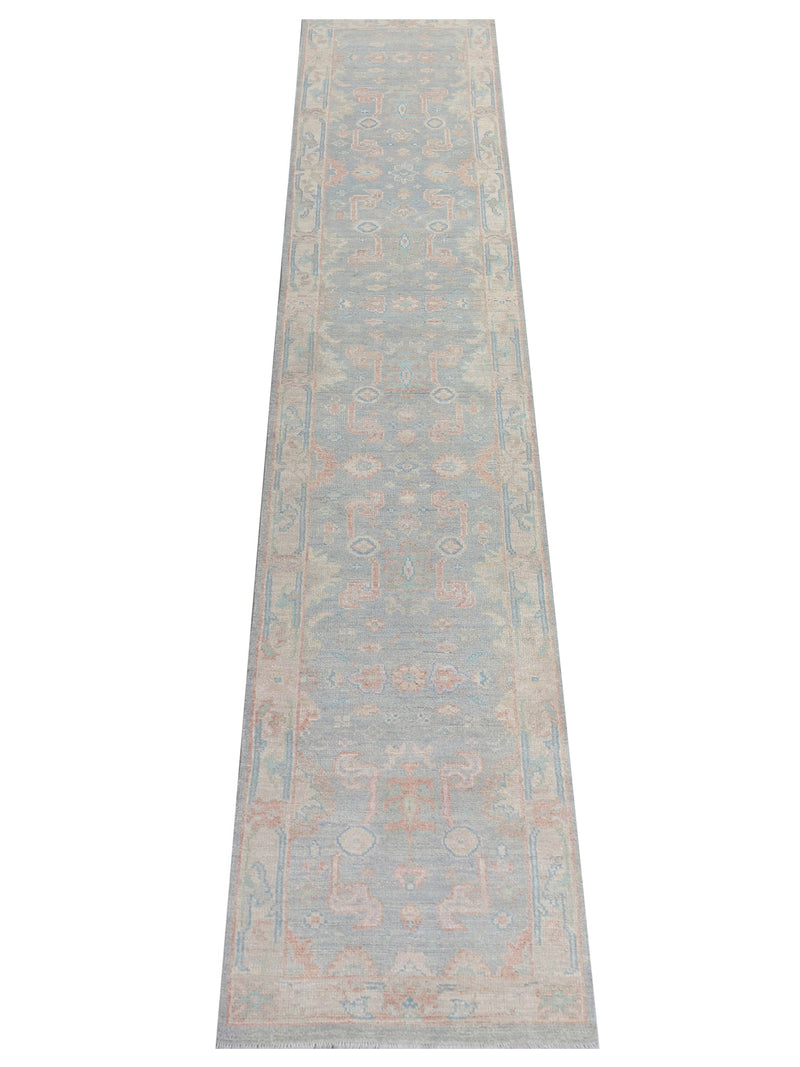 Pacific Ushak Wool Weft 43367 Grey Ivory Transitional Hand Knotted Rug