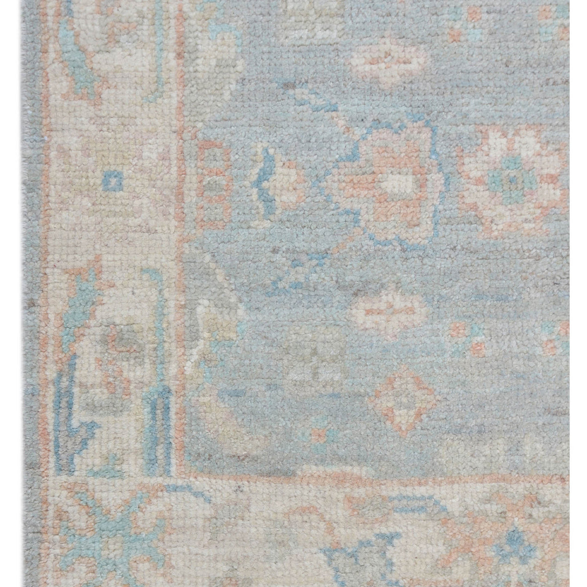 Pacific Ushak Wool Weft 43367 Grey Ivory Transitional Hand Knotted Rug