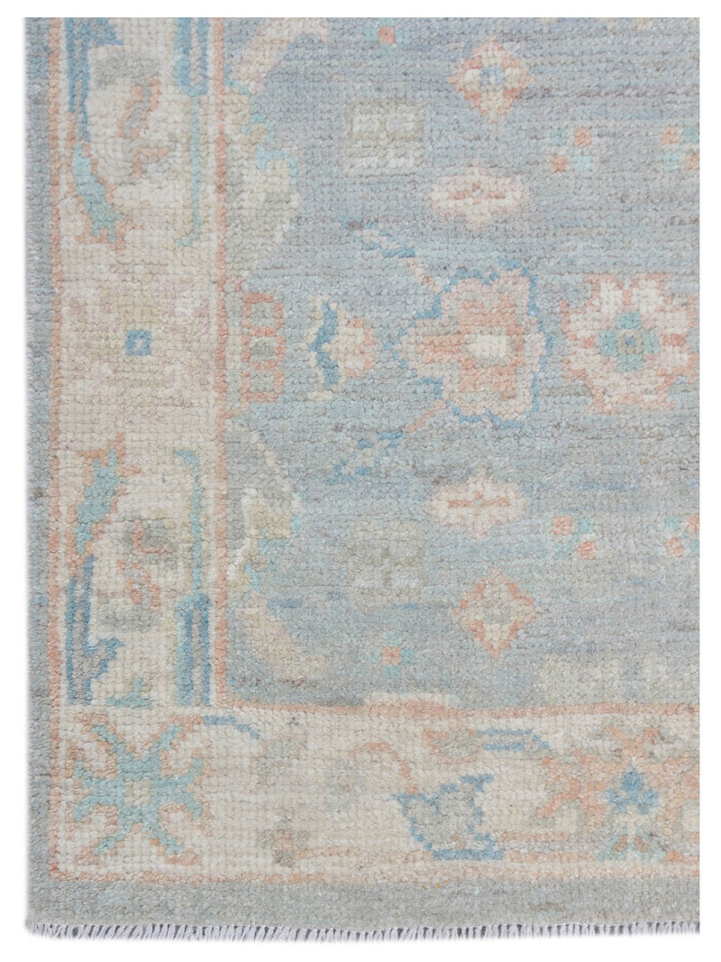 Pacific Ushak Wool Weft 43367 Grey Ivory Transitional Hand Knotted Rug