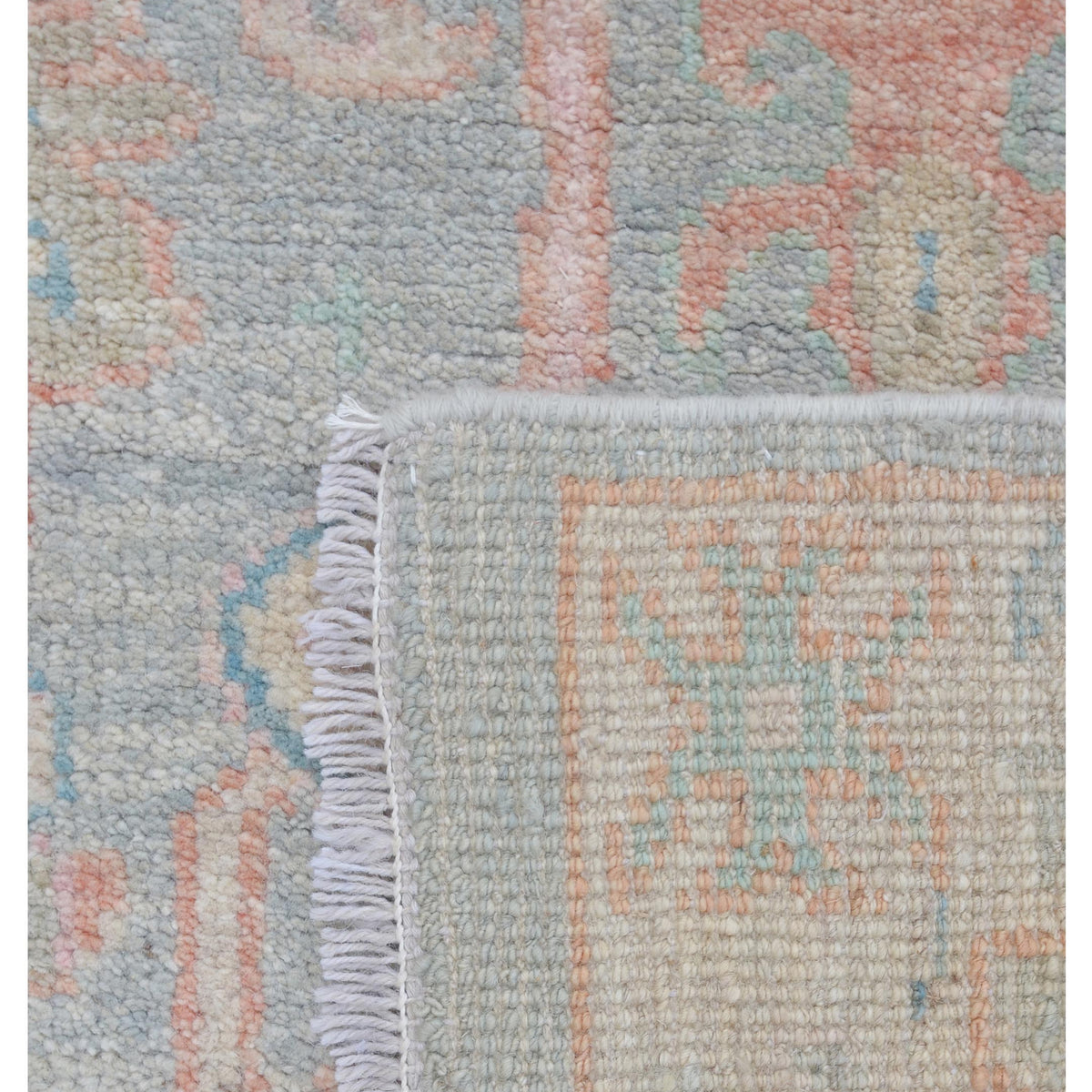 Pacific Ushak Wool Weft 43367 Grey Ivory Transitional Hand Knotted Rug