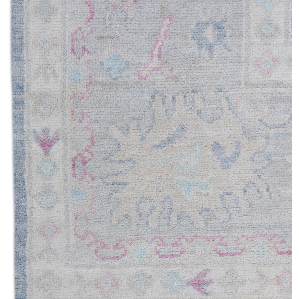 Pacific Ushak Wool Weft 43424 Grey Ivory Transitional Hand Knotted Rug
