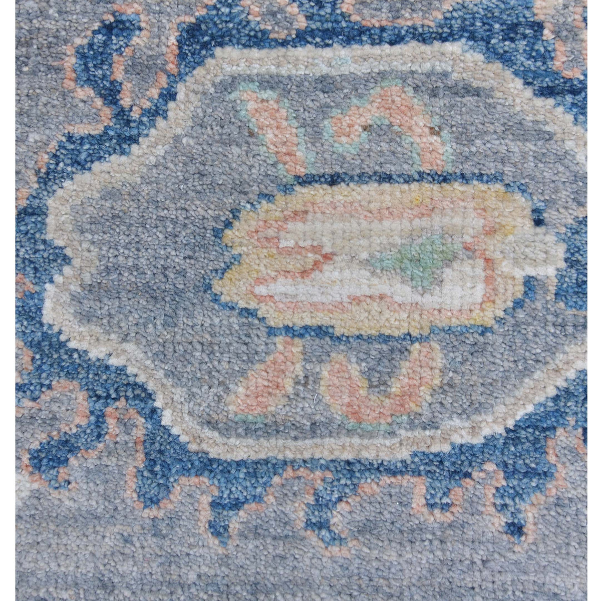 Pacific Ushak Wool Weft 43371 D.Grey Ivory Transitional Hand Knotted Rug