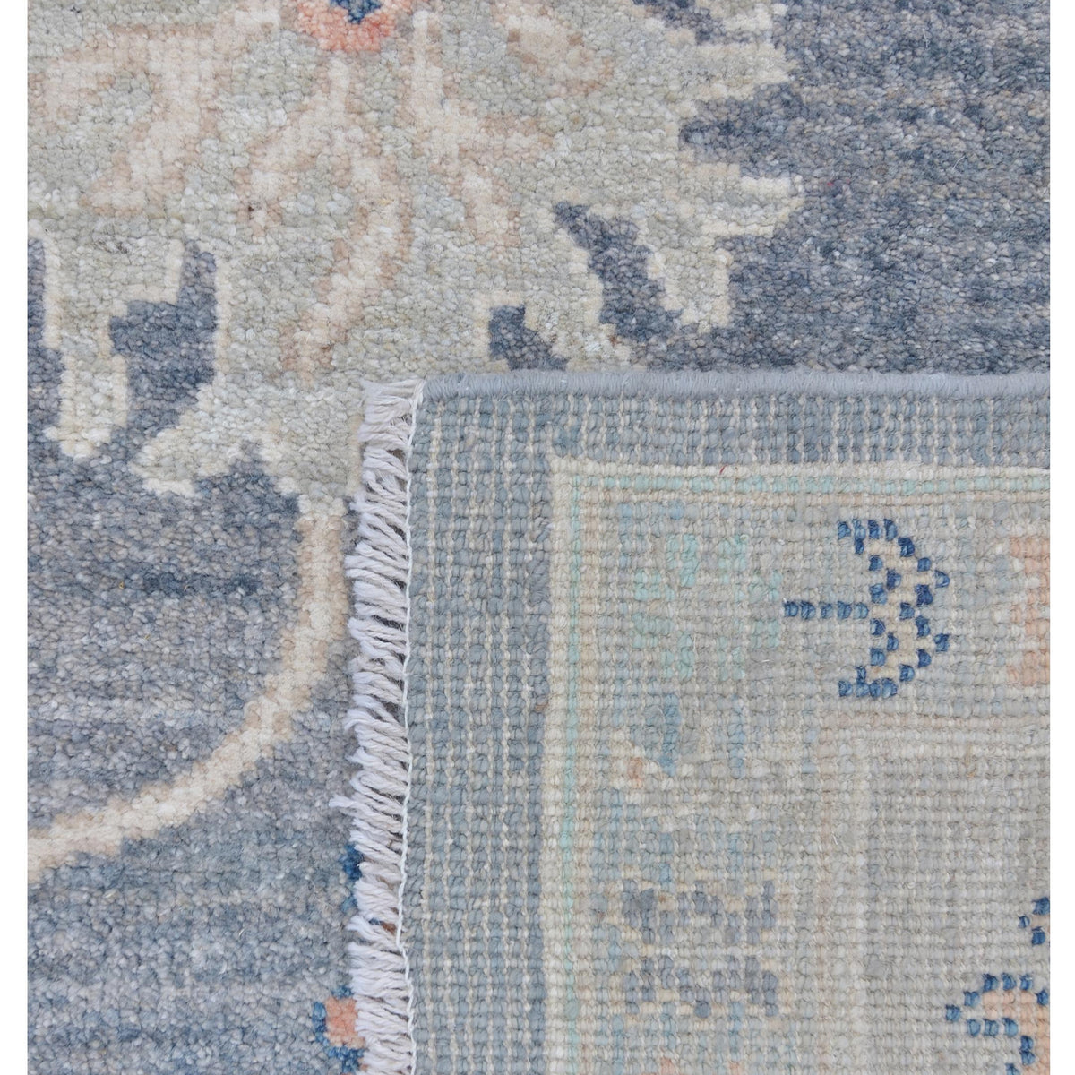 Pacific Ushak Wool Weft 43371 D.Grey Ivory Transitional Hand Knotted Rug