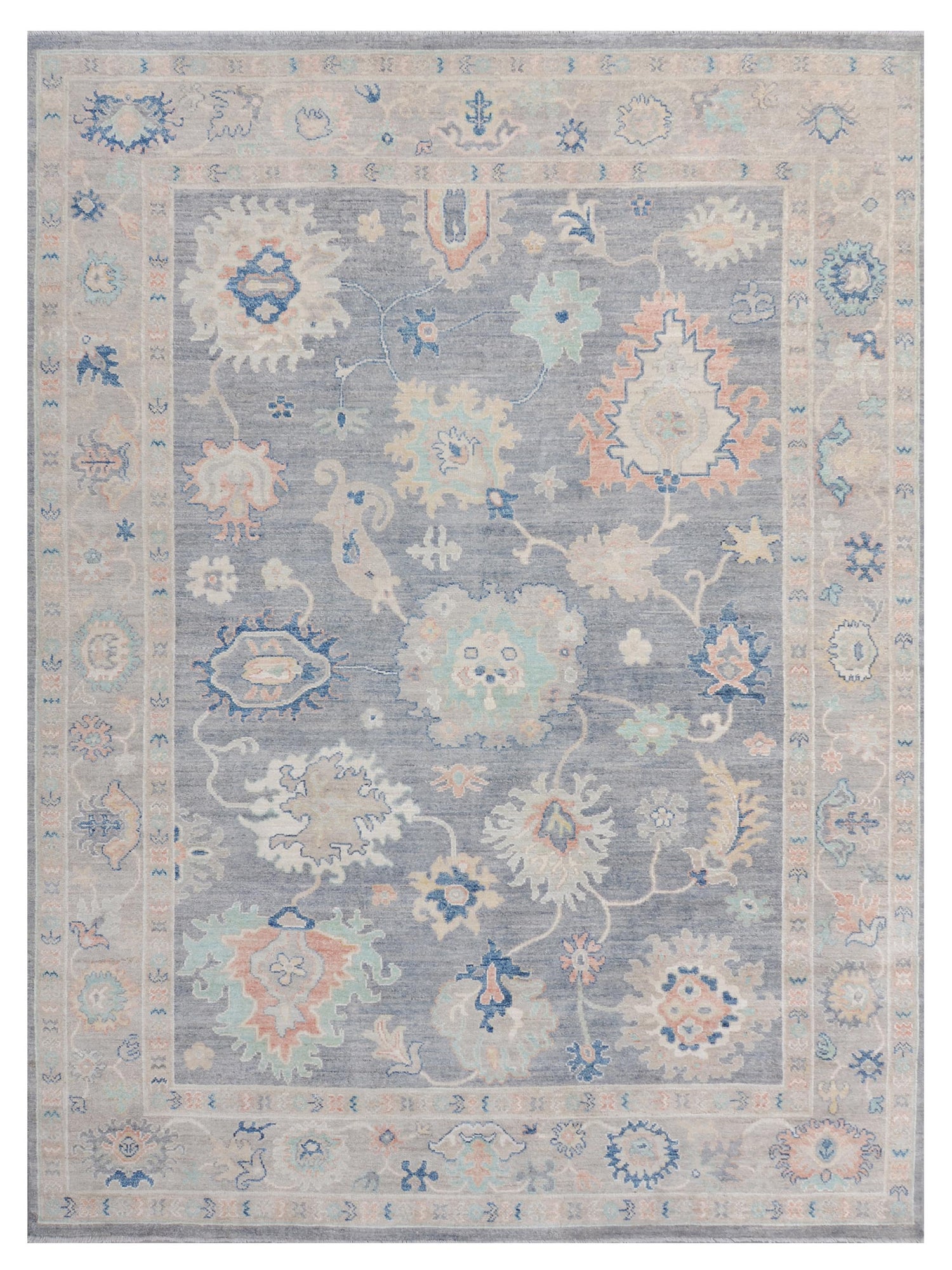 Pacific Ushak Wool Weft  D.Grey Ivory Transitional