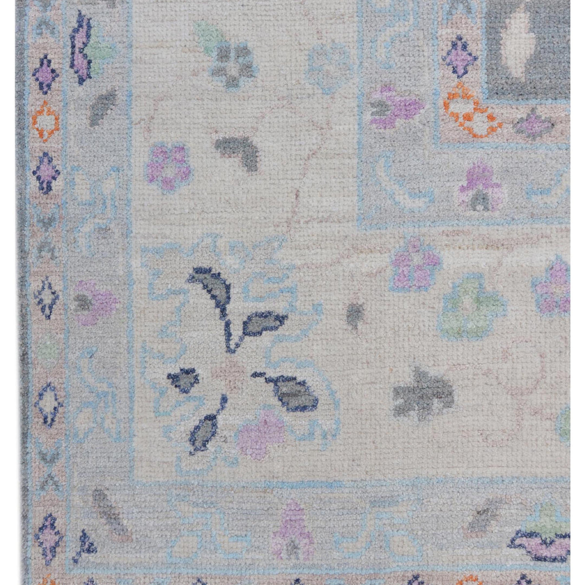 Pacific Ushak Wool Weft 43373 Grey Beige Transitional Hand Knotted Rug