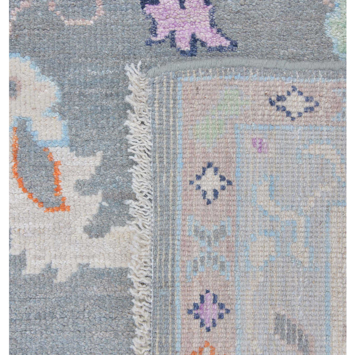 Pacific Ushak Wool Weft 43373 Grey Beige Transitional Hand Knotted Rug