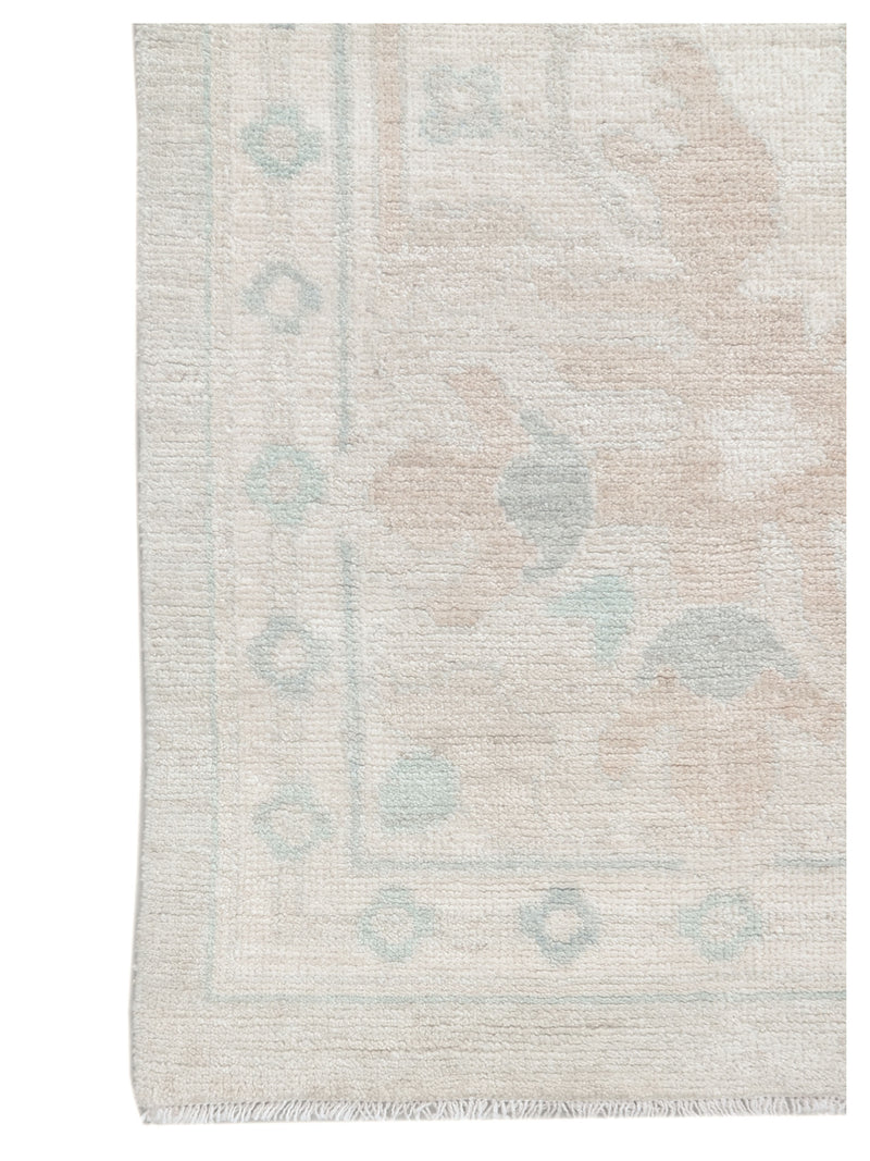 Pacific Ushak Wool Weft 43374 Grey Beige Transitional Hand Knotted Rug