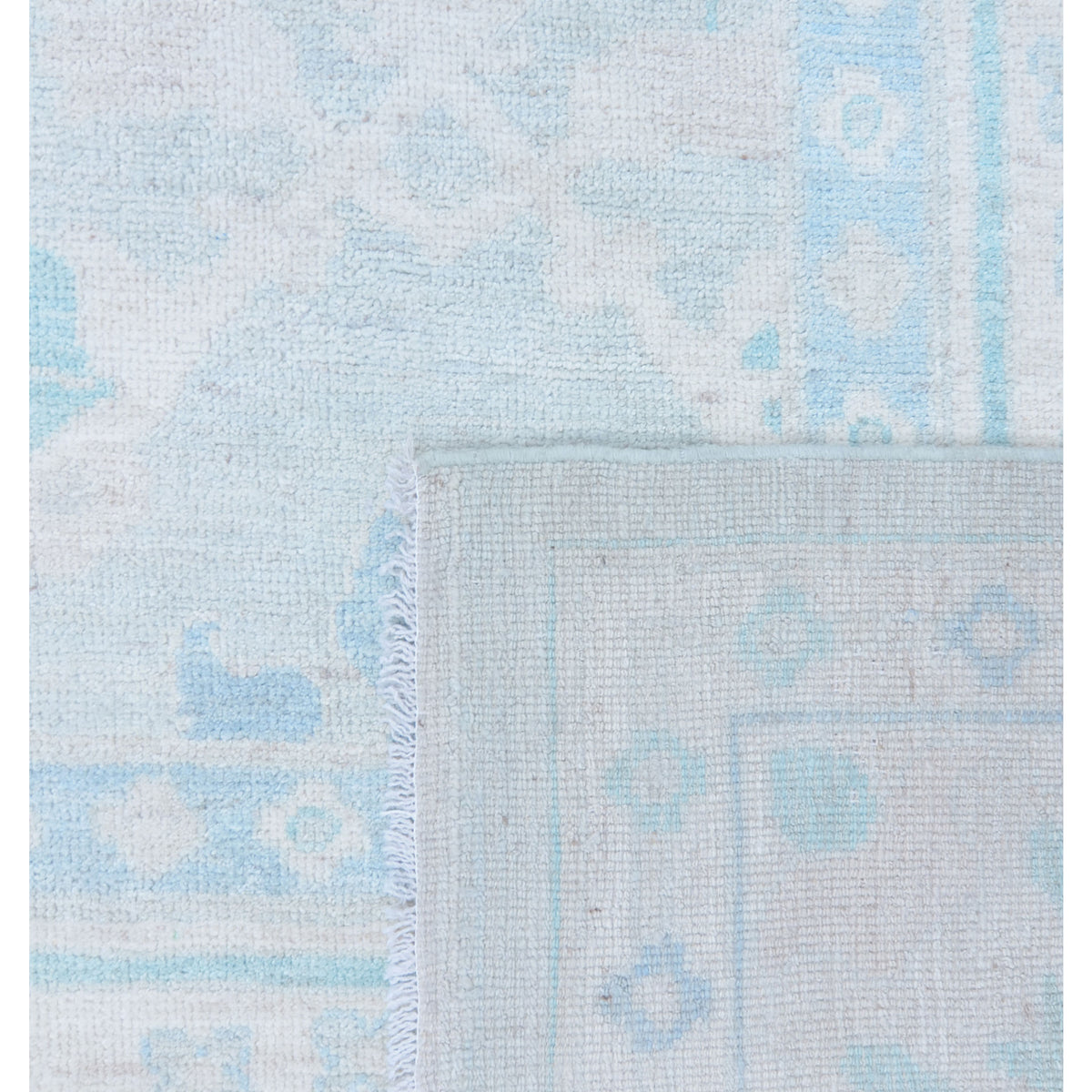 Pacific Ushak Wool Weft 43374 Grey Beige Transitional Hand Knotted Rug