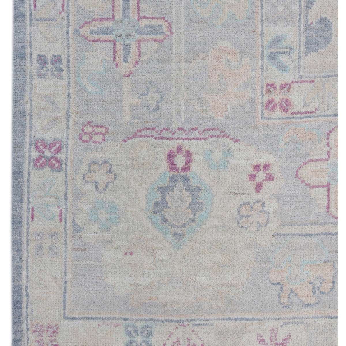 Pacific Ushak Wool Weft 43377 D.Grey Grey Transitional Hand Knotted Rug