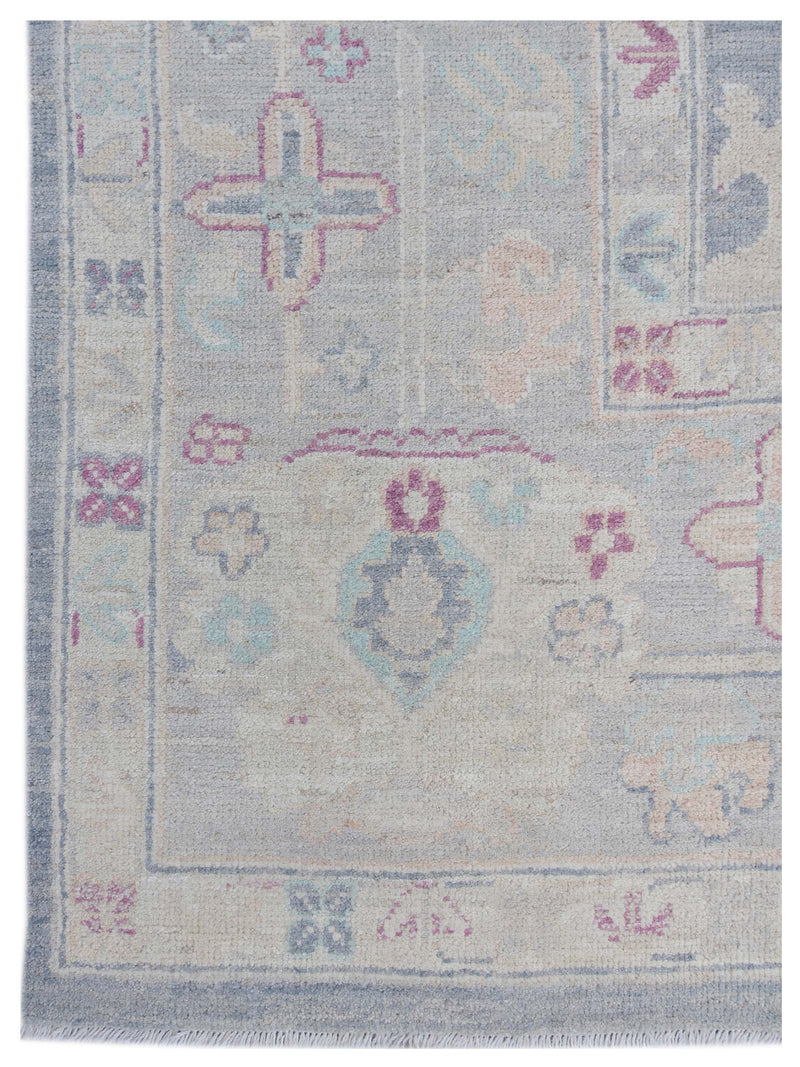Pacific Ushak Wool Weft 43377 D.Grey Grey Transitional Hand Knotted Rug