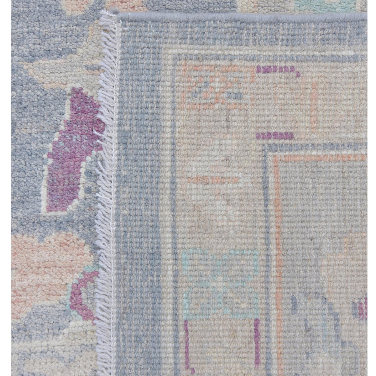 Pacific Ushak Wool Weft 43377 D.Grey Grey Transitional Hand Knotted Rug