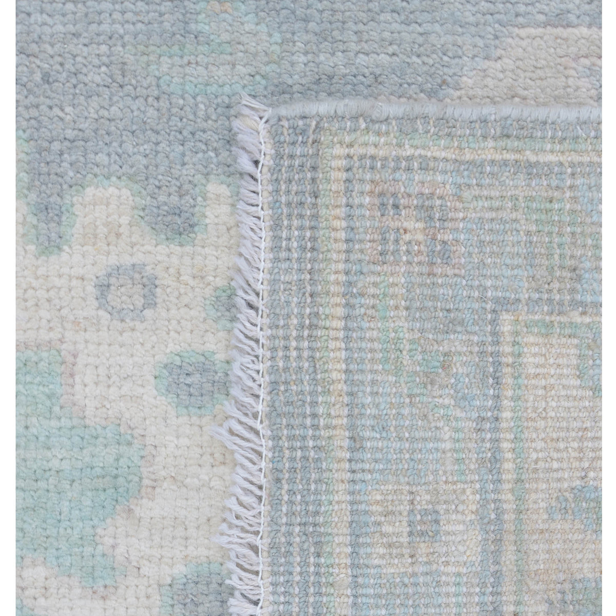 Pacific Ushak Wool Weft 43380 Grey Beige Transitional Hand Knotted Rug