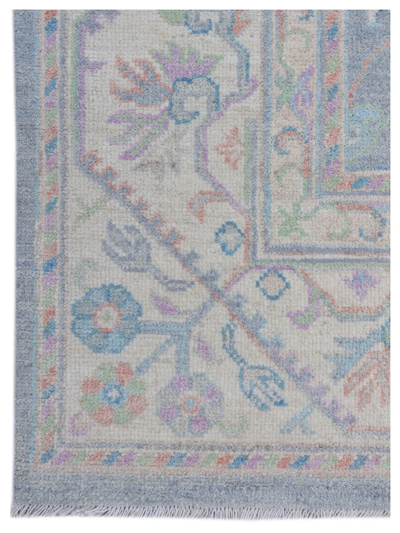 Pacific Ushak Wool Weft 43383 Grey Beige Transitional Hand Knotted Rug