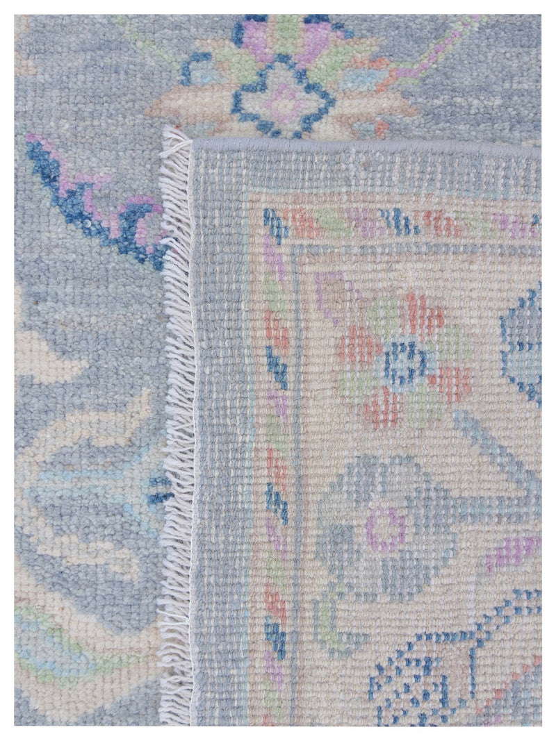 Pacific Ushak Wool Weft 43383 Grey Beige Transitional Hand Knotted Rug