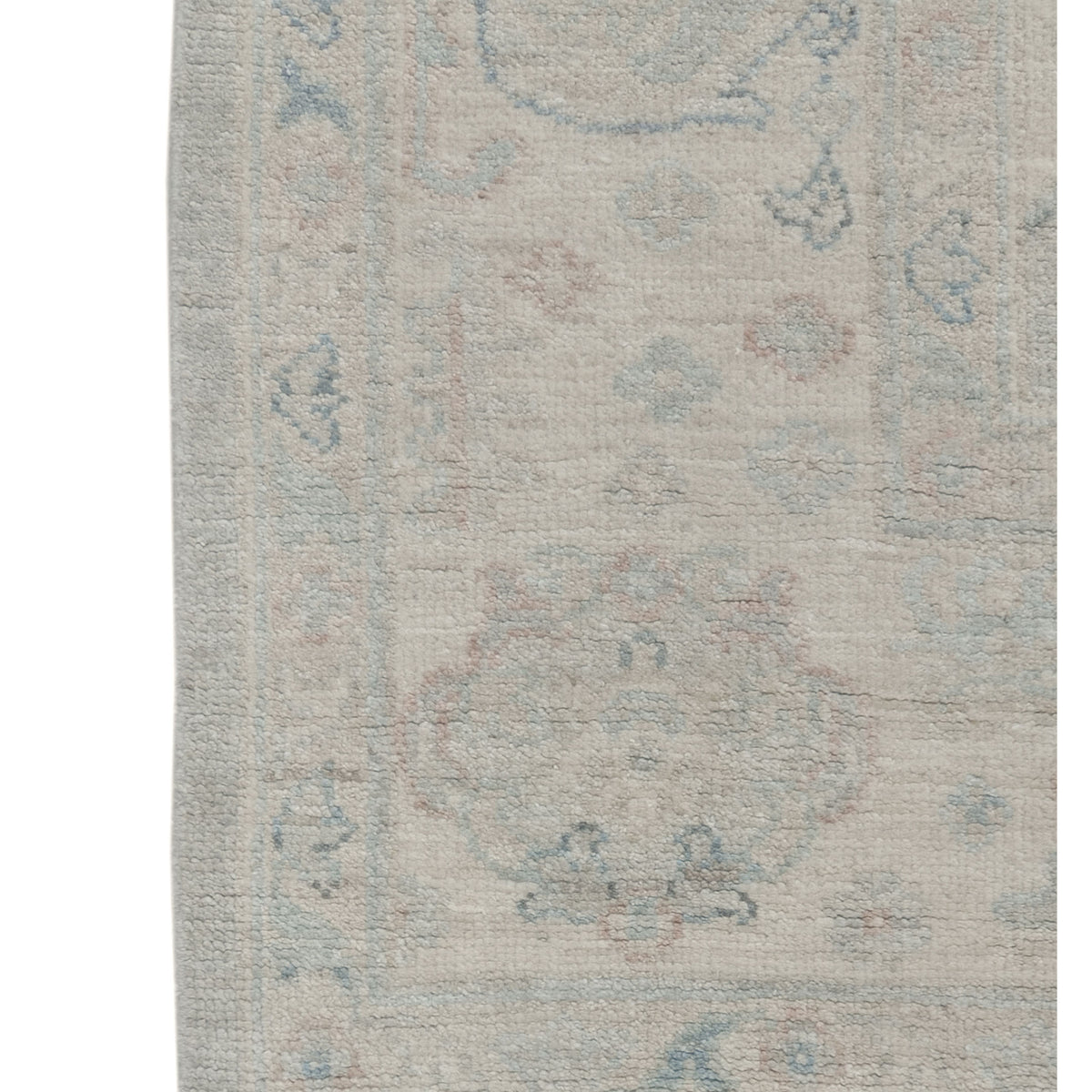 Pacific Ushak Wool Weft 43386 Grey Beige Transitional Hand Knotted Rug