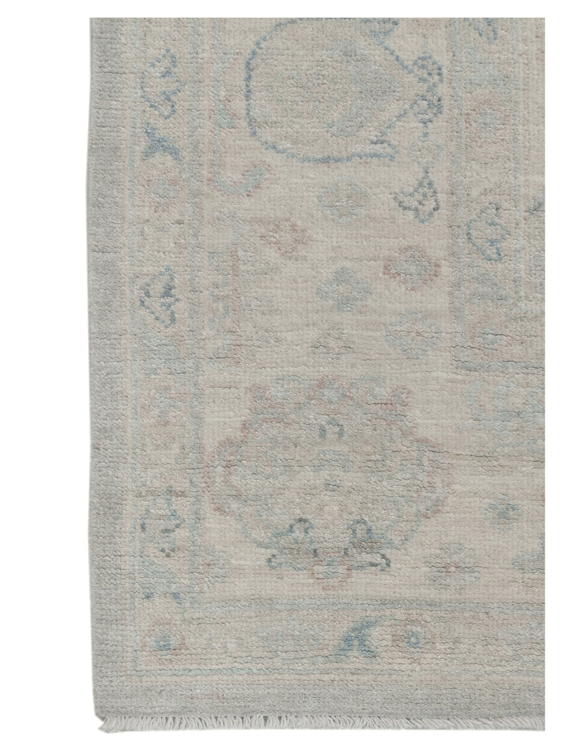 Pacific Ushak Wool Weft 43386 Grey Beige Transitional Hand Knotted Rug