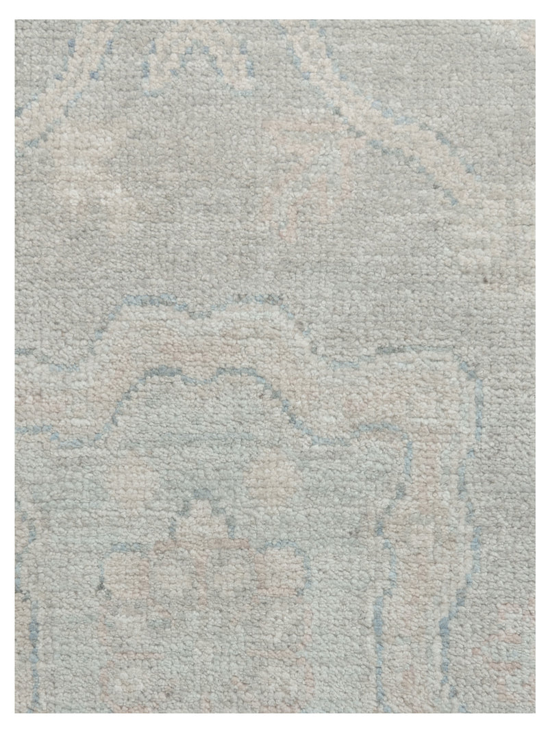 Pacific Ushak Wool Weft 43386 Grey Beige Transitional Hand Knotted Rug