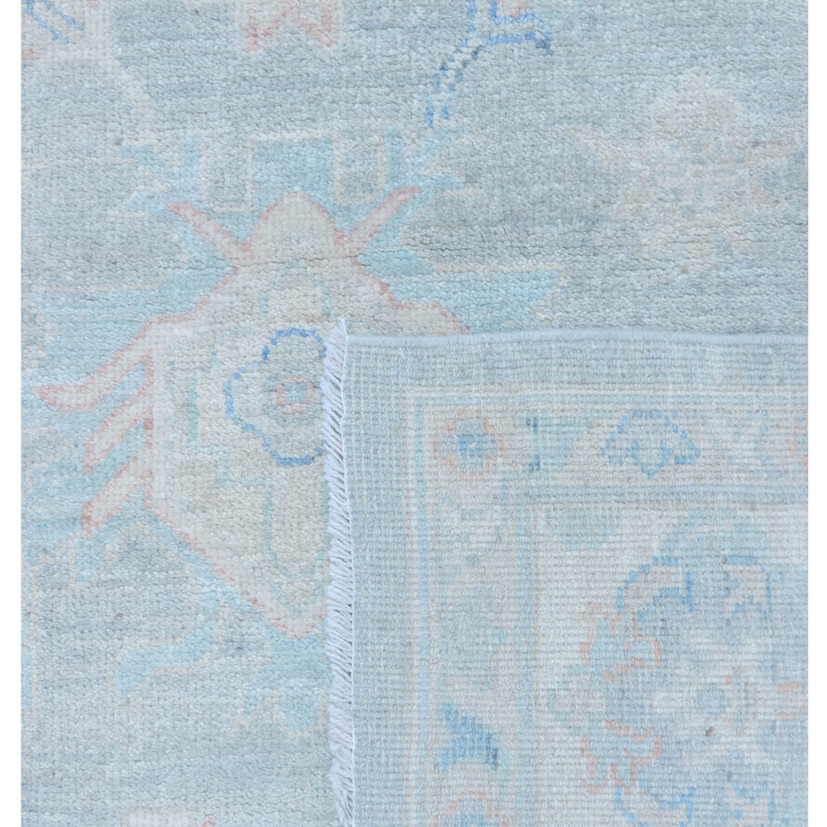 Pacific Ushak Wool Weft 43386 Grey Beige Transitional Hand Knotted Rug