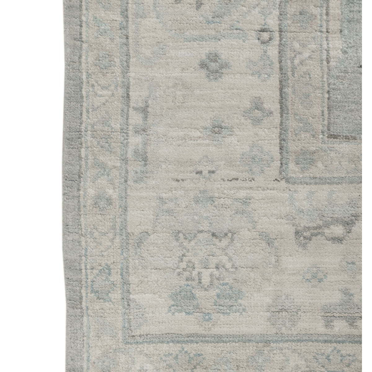 Pacific Ushak Wool Weft 43387 Grey Ivory Transitional Hand Knotted Rug