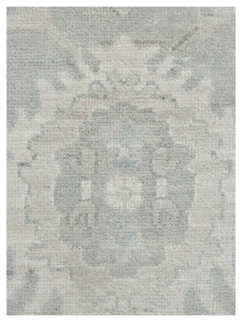 Pacific Ushak Wool Weft 43387 Grey Ivory Transitional Hand Knotted Rug
