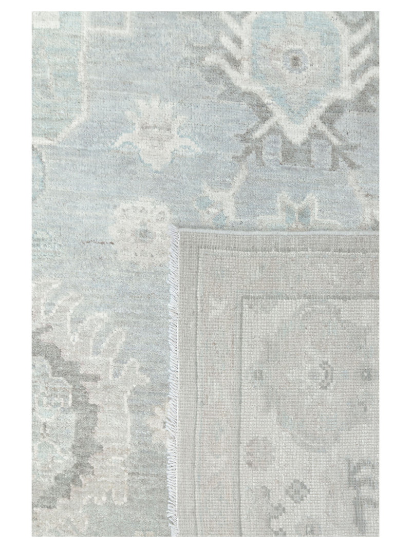 Pacific Ushak Wool Weft 43387 Grey Ivory Transitional Hand Knotted Rug