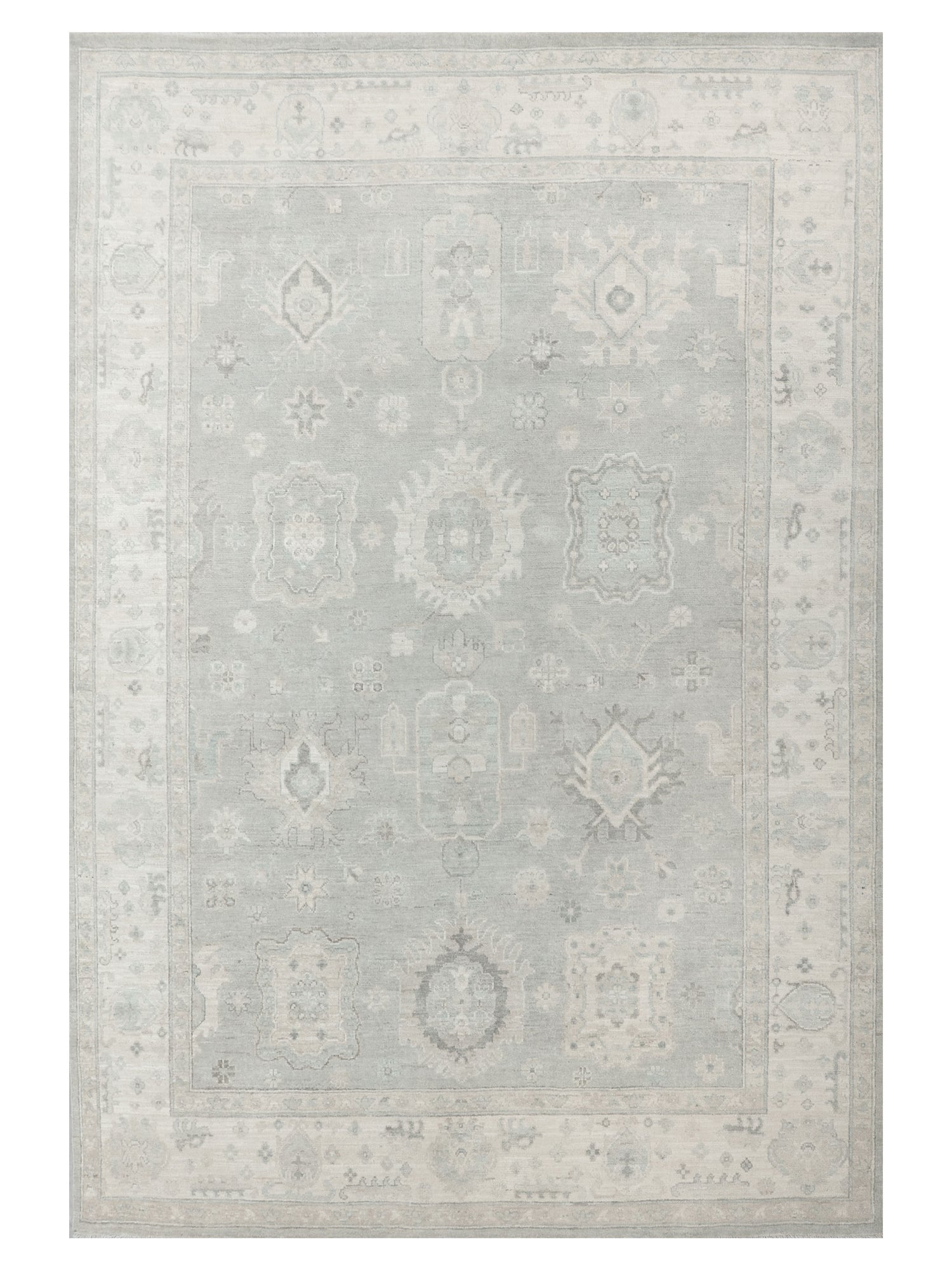 Pacific Ushak Wool Weft  Grey Ivory Transitional