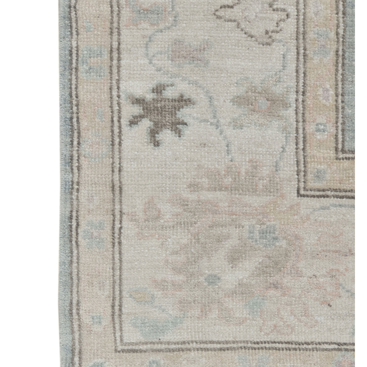 Pacific Ushak Wool Weft 43388 Grey Ivory Transitional Hand Knotted Rug