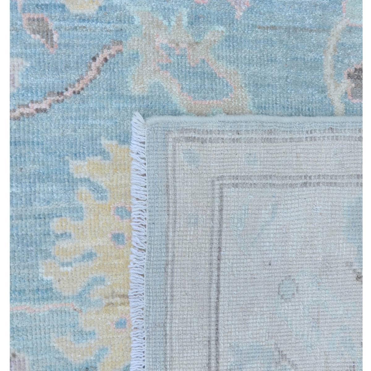 Pacific Ushak Wool Weft 43388 Grey Ivory Transitional Hand Knotted Rug