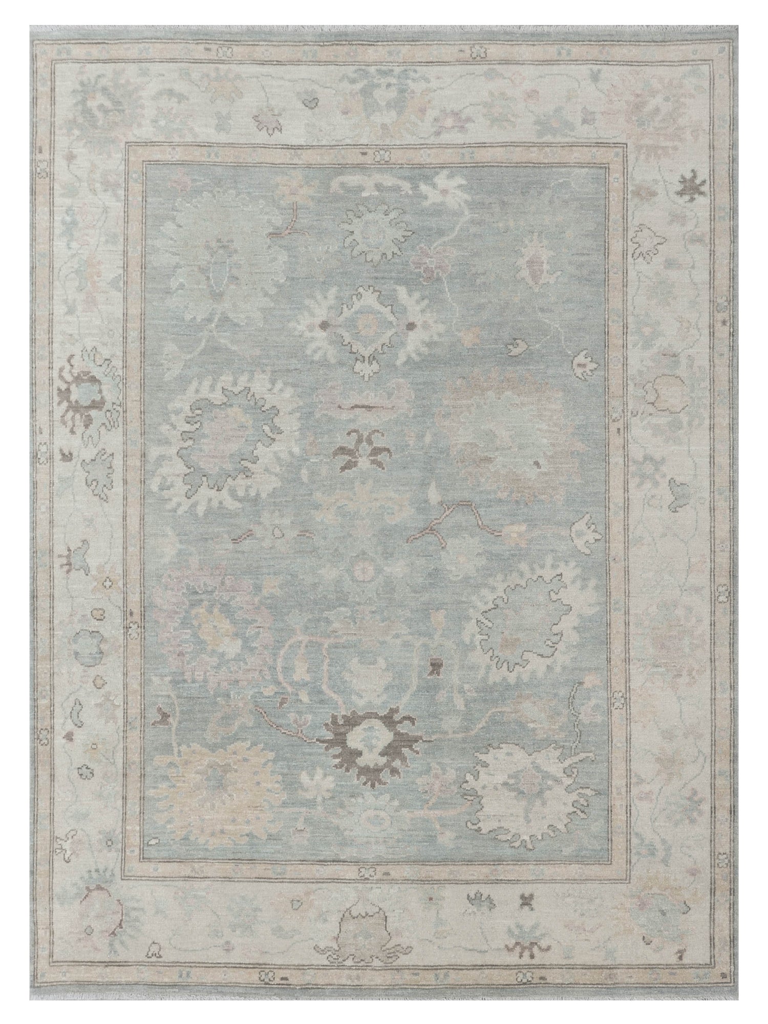 Pacific Ushak Wool Weft  Grey Ivory Transitional