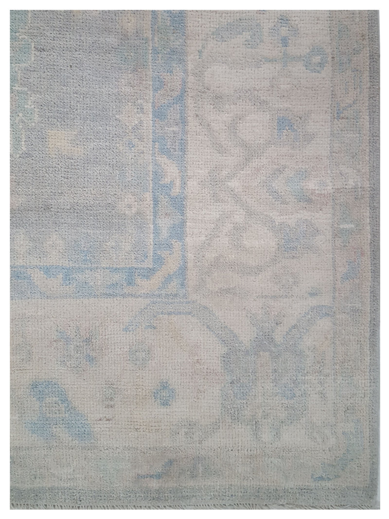 Pacific Ushak Wool Weft 43389 Grey Ivory Transitional Hand Knotted Rug