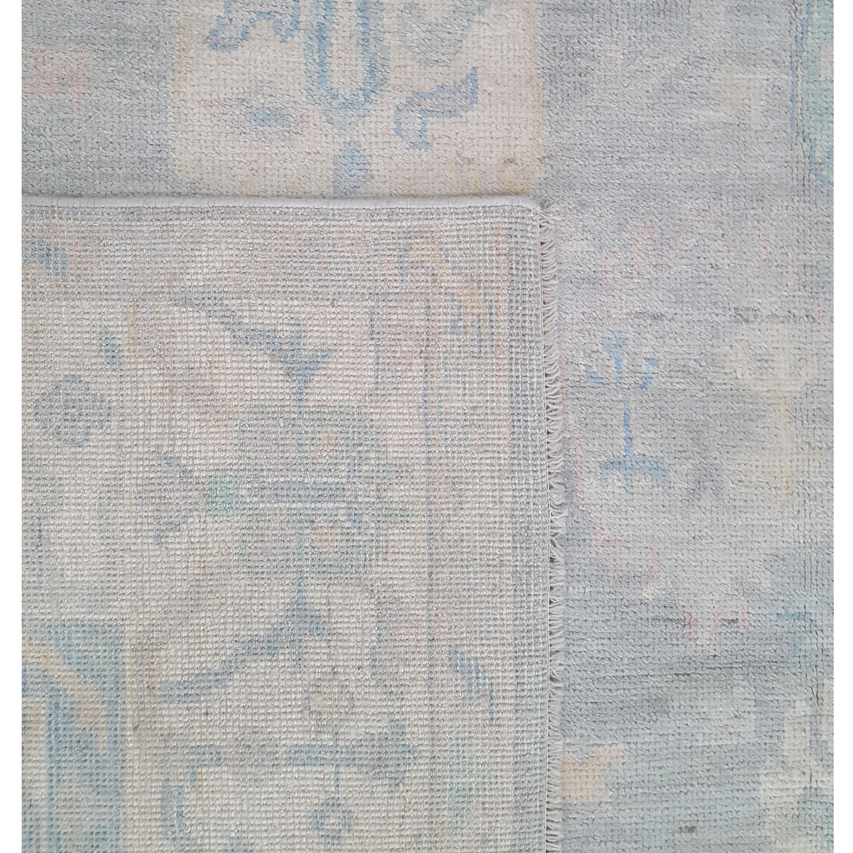 Pacific Ushak Wool Weft 43389 Grey Ivory Transitional Hand Knotted Rug