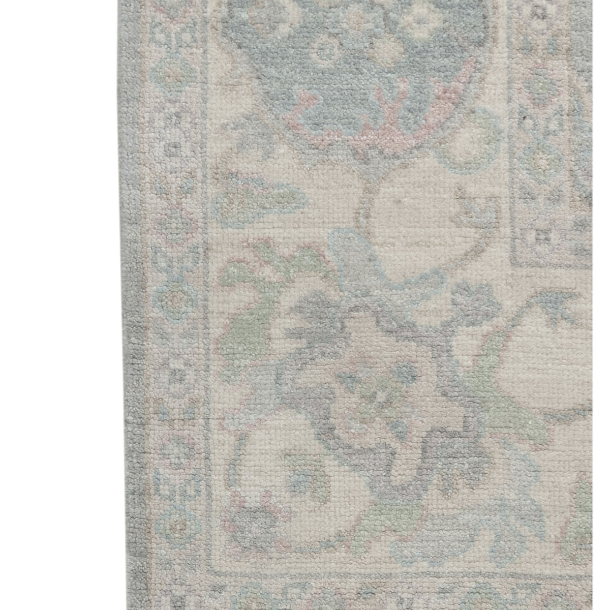 Pacific Ushak Wool Weft 43390 Grey Ivory Transitional Hand Knotted Rug