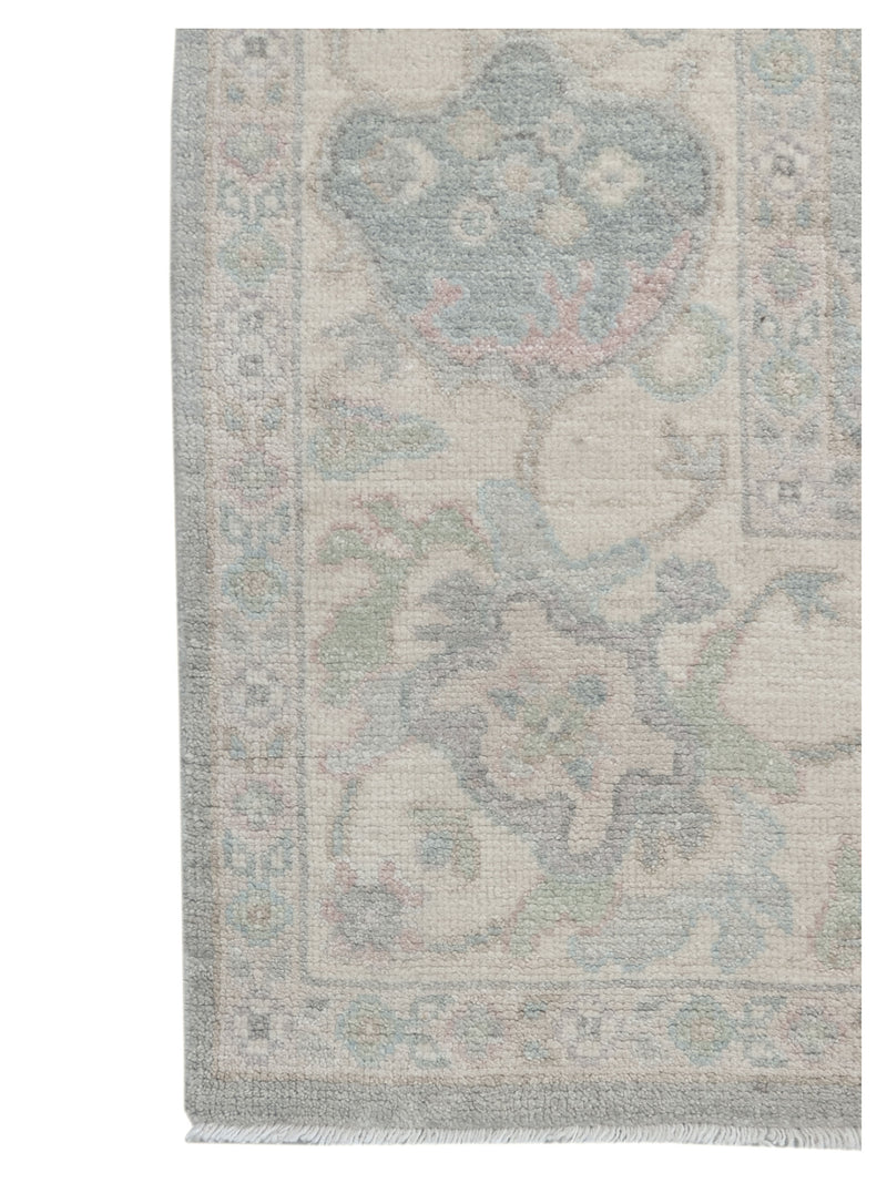Pacific Ushak Wool Weft 43390 Grey Ivory Transitional Hand Knotted Rug