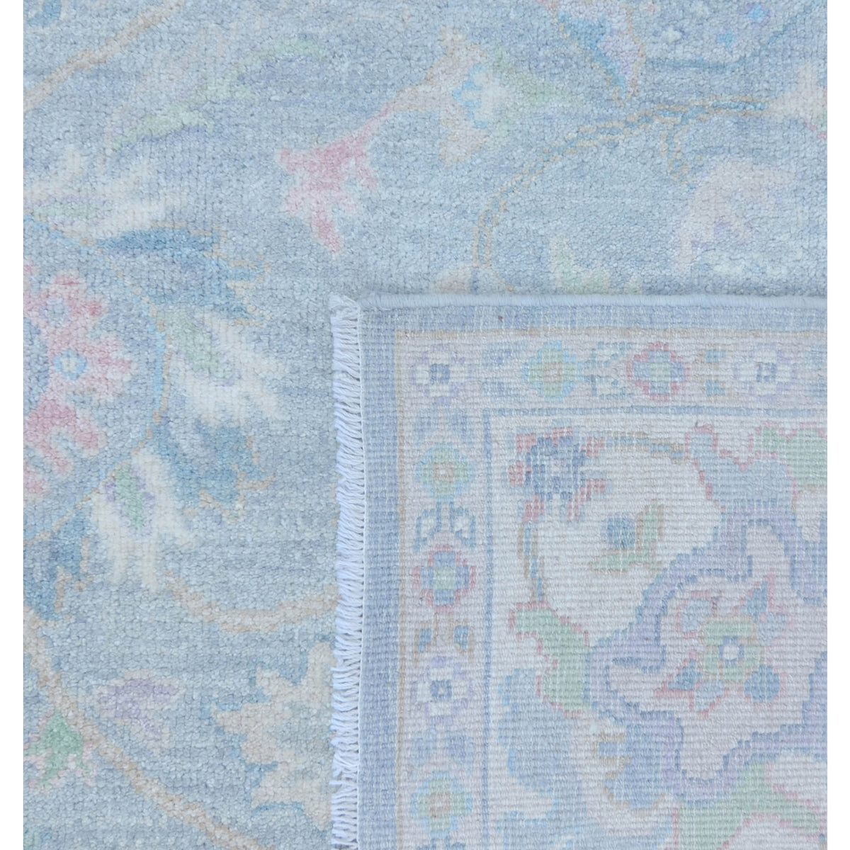 Pacific Ushak Wool Weft 43390 Grey Ivory Transitional Hand Knotted Rug
